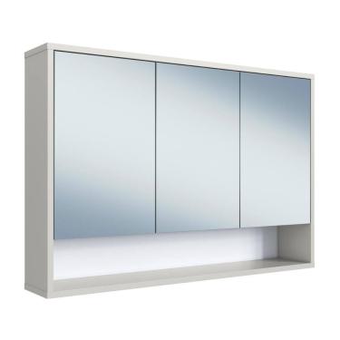 Imagem de Armário de Banheiro com Espelho 90cm 3 Portas 1 Nicho Bari BA1095AR Arenas - Art In Móveis