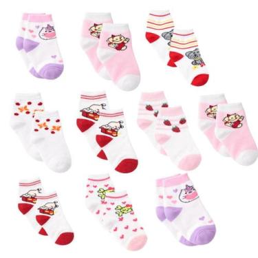 Imagem de Kit 10 Pares de Meias para bebês Recém Nascidos Estampado cores sortid