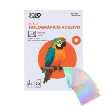 Imagem de Papel Vinil Holográfico A4 20 Fls À Prova dÁgua Jato Tinta - Jojo