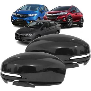 Imagem de Capa Retrovisor Honda Fit 2014 até 2021 City WRV 2018 até 2021 Com Fur