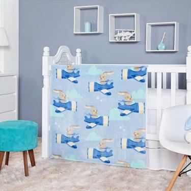 Imagem de Cobertor Etruria Flannel Rick Azul - 110cm x 90cm - Antialérgico