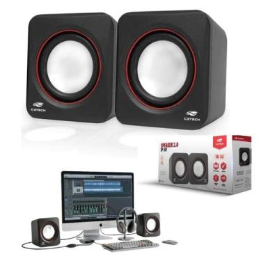 Imagem de C3Tech Caixa de som SP-301BK Preto - Sistema de audio 2.0 P2 Com Blind