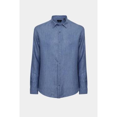 Imagem de Camisa Aramis Manga Longa Slim em Linho Azul Jeans-Masculino