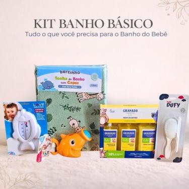 Imagem de Kit Banho Bebê Branco Granado Básico Completo Premium Banheira Suporte