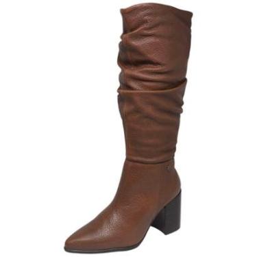 Imagem de Bota Feminina Cano Longo Salto Médio Bloco Couro Bottero-Feminino