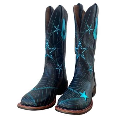 Imagem de Bota Texana Feminina Goyazes Mustang Preta Estrela, Preto, 38
