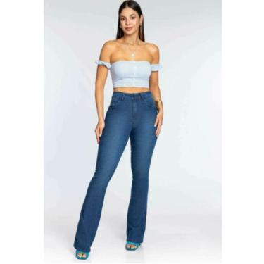 Imagem de Calça Flare Feminina Jeans Biotipo Cintura Media Levanta Bumbum Cintur