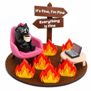 Imagem de Estatuetas de gatos em miniatura IoteikxGo Everything is Fine Meme