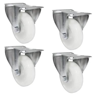 Imagem de Rodízio Fixo Carrinho Industrial Nylon Flr 514 Nnnc 250kg - 4 Unidades
