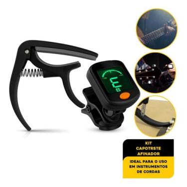 Imagem de Kit Afinador Digital Cromático Clip + Capotraste Para Violão Guitarra 