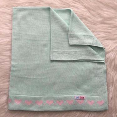 Imagem de Manta Bebe Menina Maternidade Coração Tricô Bebe Infantil - Mimo da Ce