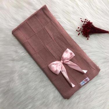 Imagem de Manta Para Bebê Tricô Tricot Quadriculada - Mimo da Cegonha, RN, Rose