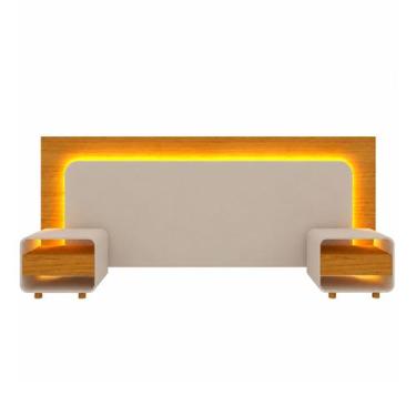 Imagem de Cabeceira Innova Para Cama Box com 2 Mesas de Cabeceira e com Led Off 