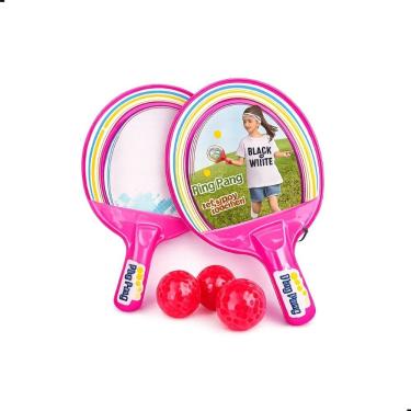 Imagem de Jogo de Tênis de Mesa Kit Ping Pong Infantil com 2 Raquetes e 3 Bolinhas Leve e Portátil Ideal para Crianças Acima de 3