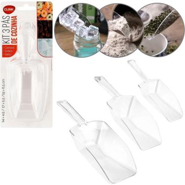 Imagem de Colher Medidora 3 Peças Multiuso em Acrílico Transparente para Cozinha e Bares Clink