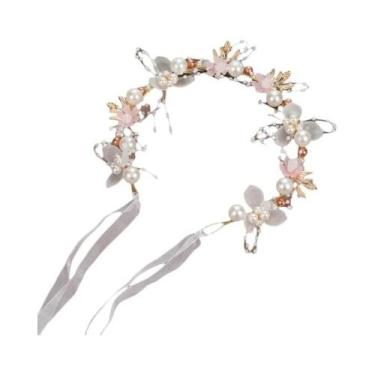 Imagem de Tiara De Pérolas E Flores Boêmia Para Meninas, Guirlanda De Casamento,