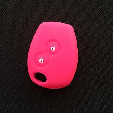 Imagem de YJADHU Porta-chaves de silicone para proteção do porta-chaves do carro Porta-chaves porta-chaves, adequado para Renault Clio Scenic Megane Duster Sandero Captur, rosa