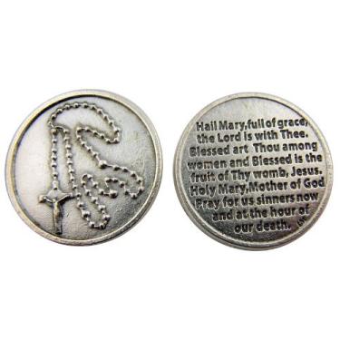Imagem de Rosary with Hail Mary Blessed Holy Mother of God Prayer Pocket Token Keepsake