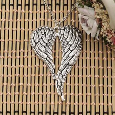 Imagem de EDCRFV Pingente de prata tibetano asas de anjo charme curto longo DIY colar feito à mão