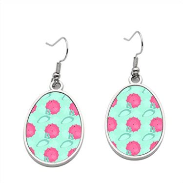 Imagem de Brinco padrão 4 – Brincos pendentes para meninas – Presente de festa de aniversário dos namorados, Metal, Sem pedras preciosas