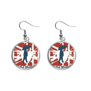 Imagem de Brinco feminino vermelho azul com estampa de guarda-chuva, grafite, orelha de rua, pendente, prata