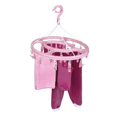 Imagem de Mini Varal Oval Pendurar Roupas Íntimas Meias 24 Prendedores Plástico - 6094 Mor