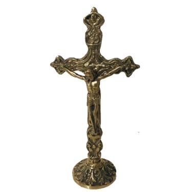 Imagem de Crucifixo Mesa Bronze Decoração Presentes Jesus Igreja Fé