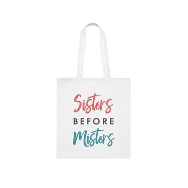 Imagem de Bolsa tote Sisters Before Misters, para irmãs, Bolsa de ombro para irmãs, Bolsas reutilizáveis para irmãs, Presente para irmã do irmão e irmã s, Branco