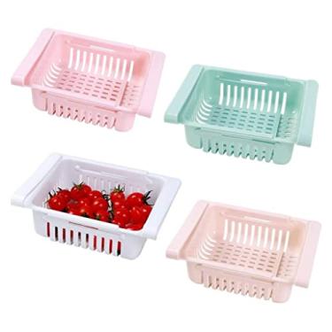Imagem de Gavetas Para Geladeira Organizadora De Alimentos Ajustável Multiuso e Retrátil (kit 4 unidades)