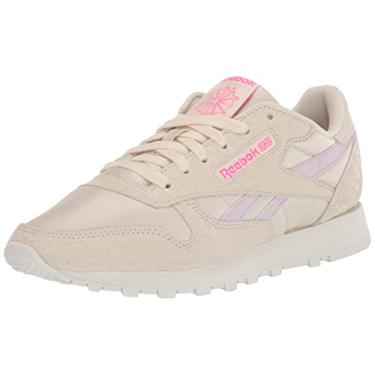 Imagem de Reebok Tênis feminino de couro clássico, Brilho de alabastro/giz/quartzo, 35