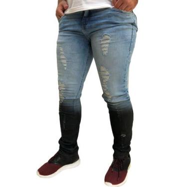 Imagem de Calça Jeans Skinny Degrade Preto Na Barra Destroyed Premium - Austin C