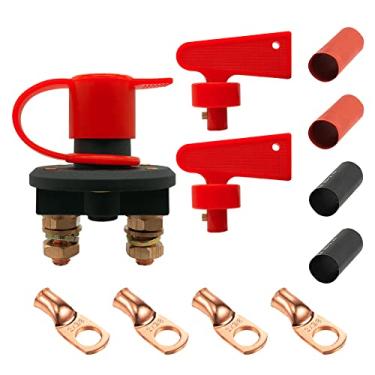 Imagem de Ampper Kit de interruptor de desconexão de bateria, interruptor de bateria mestre de desligamento de energia para carro marinho barco RV veículos ATV (kit de 2 chaves)