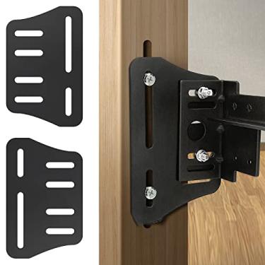 Imagem de KOPKIO 2 peças de suporte de moldura de cama, adaptador/conector, suportes de placa de modificação de cama resistente para cabeceira de cama, suportes ajustáveis para cabeceira de cama de metal, preto
