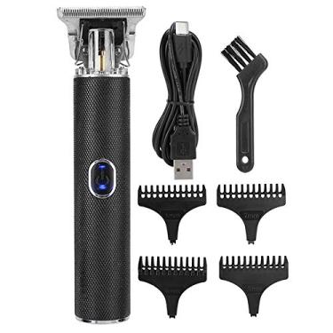 Imagem de Aparador de cabelo masculino profissional, sem fio, aparador de cabelo com 4 pentes guia, máquina de cortar cabelo ajustável recarregável (preto)