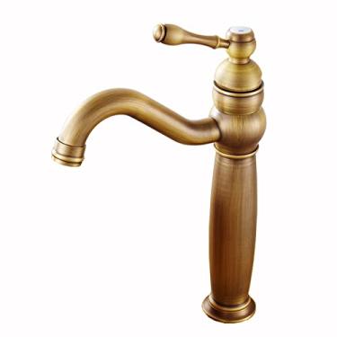 Imagem de LIDON Torneiras de banheiro Torneira 360° para pia de banheiro girar furo único torneira de banheiro torneira de latão antigo para pia de banheiro quente e fria, D antigo (cor: antigo A)