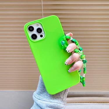 Imagem de Estojo com alça de contas de estrela de cor fluorescente para iphone 12 13 11 pro max xr xs x 7 8 plus se 2020 mini cordão de silicone brilhante, verde, para iphone 8