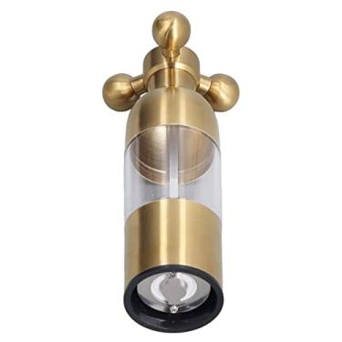 Imagem de Moedor de pimenta, moedor de cozinha de aço inoxidável dourado portátil manual criativo presente núcleo de moagem de cerâmica para cozinha (dourado)