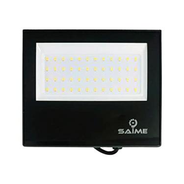 Imagem de Refletor Led Smd Slim 50w 6000k Preta Ip65 Embuled & Saime