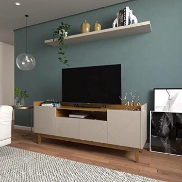 Imagem de Rack Sala Gyala para TV até 60 Polegadas c/Pés de Madeira Off White/Noce