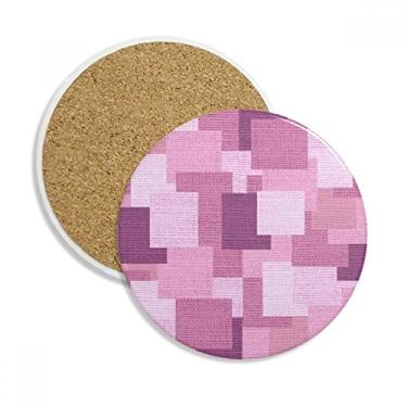 Imagem de Porta-copos de cerâmica de malha de linho, roxo, quadrado, mosaico, porta-copos de cerâmica, pedra absorvente para bebidas, presente de 2 peças