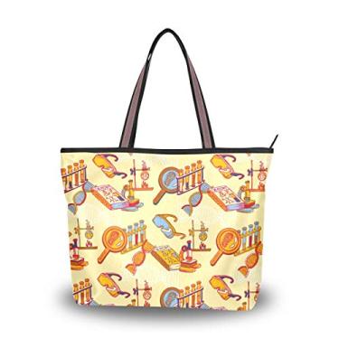 Imagem de ColourLife Bolsa de mão com alça superior, estampa de laboratório, bolsa de ombro para mulheres e meninas, Multicolorido., Large