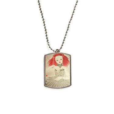 Imagem de Boneca de fantoche estilo chinês aquarela corrente de aço inoxidável pingente de cachorro colar para animais de estimação