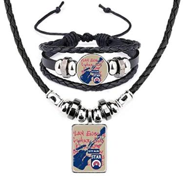 Imagem de Conjunto de joias de pulseira de couro com estampa de rabiscos para instrumento musical de guitarra