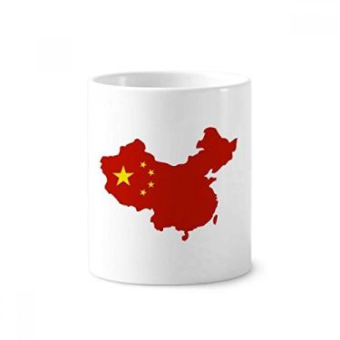 Imagem de Feito no mapa da China, bandeira nacional de escova de dentes, caneca, suporte de cerâmica, copo de lápis