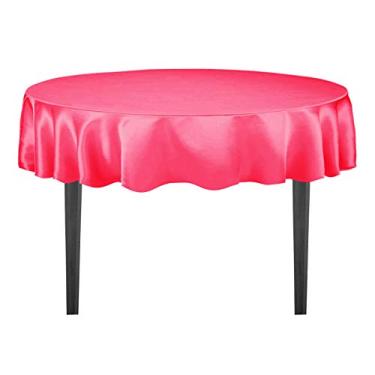 Imagem de LinenTablecloth Toalha de mesa redonda de cetim 178 cm fúcsia