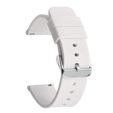 Imagem de MEGIR Pulseiras de relógio impermeáveis – Pulseiras de relógio de silicone macio de liberação rápida para homens e mulheres – Escolha cores e largura – 16 mm, 18 mm, 20 mm, 22 mm, 24 mm, 2020, Branco, 22MM