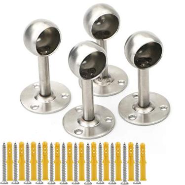 Imagem de Pxyelec Tubo para guarda-roupa de aço inoxidável, suporte de suporte para varão de trilho de alavanca de armário, suporte de montagem de teto para tubo de aço inoxidável de 1 polegada (25 mm), pacote com 4