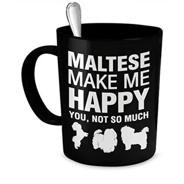 Imagem de Caneca de café maltês - Maltese Make Me Happy - Presentes malteses - Acessórios malteses