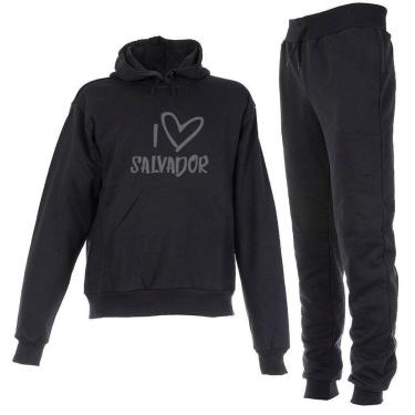 Imagem de Conjunto Moletom Infantil Salvador Preto Forrado-Unissex