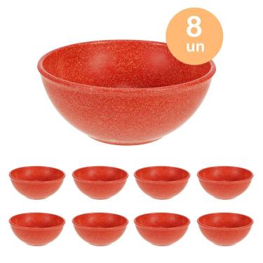 Imagem de 8un TIGELA 500ml BOWL CUMBUCA VASILHA SOPA CALDO VERMELHO
